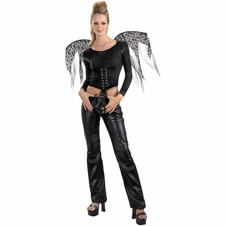 Black Wings Lace Corset Adult Halloween Accessory