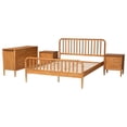 thumbnail image 2 of Baxton Studio Lucera Oak Brown Queen Size 4-Piece Bobbin Bedroom Set, 2 of 13