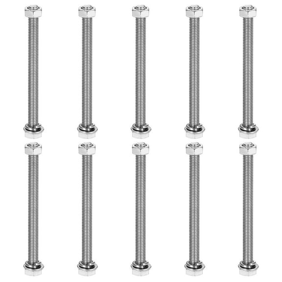 M5 x 70mm 304 Stainless Steel Hex Head Screws Bolts, Nuts, Flat & Lock Washers Assortment Kit, 10 Sets