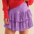 thumbnail image 6 of BRDFRL Womens Sequin Mini Skirt with Shorts Layered Ruffle High Waist Flowy Sparkly Glitter Skirt Purple L, 6 of 8
