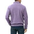 thumbnail image 3 of Mens Quarter Zip Pullover Slim Fit Lightweight Sweater Casual Mock Neck Knit Polo Sweater Purple XL, 3 of 3