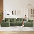 thumbnail image 3 of Wiilayok 130" U Shaped Sectional Sofa Set with Deep Seat Chaise, Modular Cloud Corduroy Sofa Couch for Living Room,4 Seat,Green, 3 of 11
