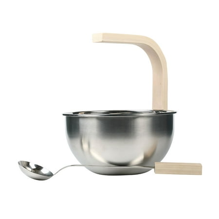 

BESTHUA Stainless Steel Sauna Bucket With Ladle Premium 4L Finnish Sauna Bucket with Wooden Handle Spa Accessory