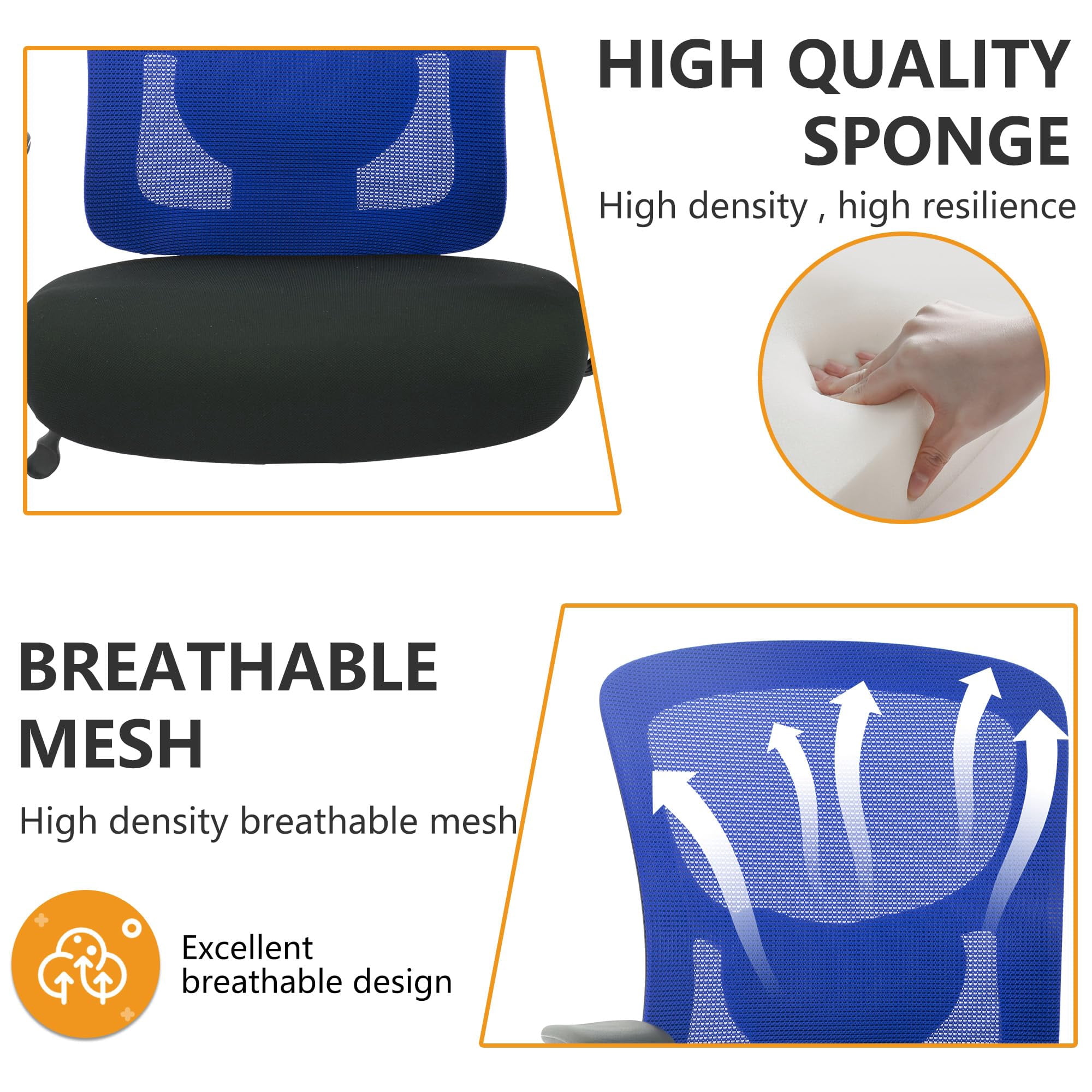 PayLessHere 500lb Mesh Office Chair，Ergonomic Rolling Swivel Desk Chair for Women, Men (Blue)