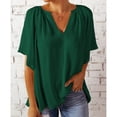 thumbnail image 1 of Blusa Nikou de manga corta con Cuello en V para mujer, 1 of 6
