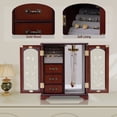 thumbnail image 4 of Cajas de Joyería de Madera Marrón Oscuro, Caja de Joyería Grande con Asa para Manualidades de Tallado con Gancho Giratorio y Forro de Terciopelo, Cajas de Joyería para Mujer, 4 of 10