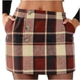 thumbnail image 4 of Roncen Women's Plaid Mini Skirt Pencil Above Knee Length High Elastic Waist Bodycon Zipper Vintage Short Skirts for Women, 4 of 8