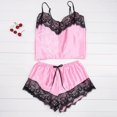 thumbnail image 4 of Pijamas mujer Sexy Verano Seda Satén Encaje 2 piezas Talla L Rosa, 4 of 5