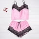 thumbnail image 5 of Conjuntos de pijamas para mujer Sexy Hot Chic Verano Seda Satén Pantalones cortos Encaje 2 piezas Cortos Lindos Pijamas suaves Partes inferiores Pijamas Camisón Lencería Ropa de dormir Mujer Caliente, 5 of 5
