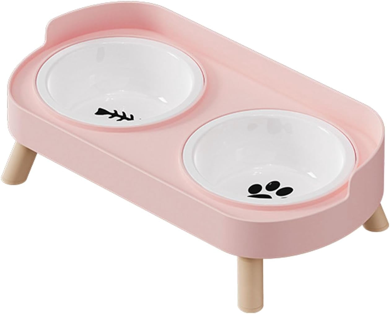 Ceramic Double Bowl Dog Cat Feeder, Food and Water, Dishwasher Safe