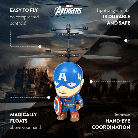 World Tech Toys - Marvel 3.5 Inch Captain America Flying Figure IR Helicopter - Multi