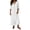 White, variant on qafoshin Fall Dresses for Women V Neck Button Down Loose Dress Solid Color Casual Long Dress