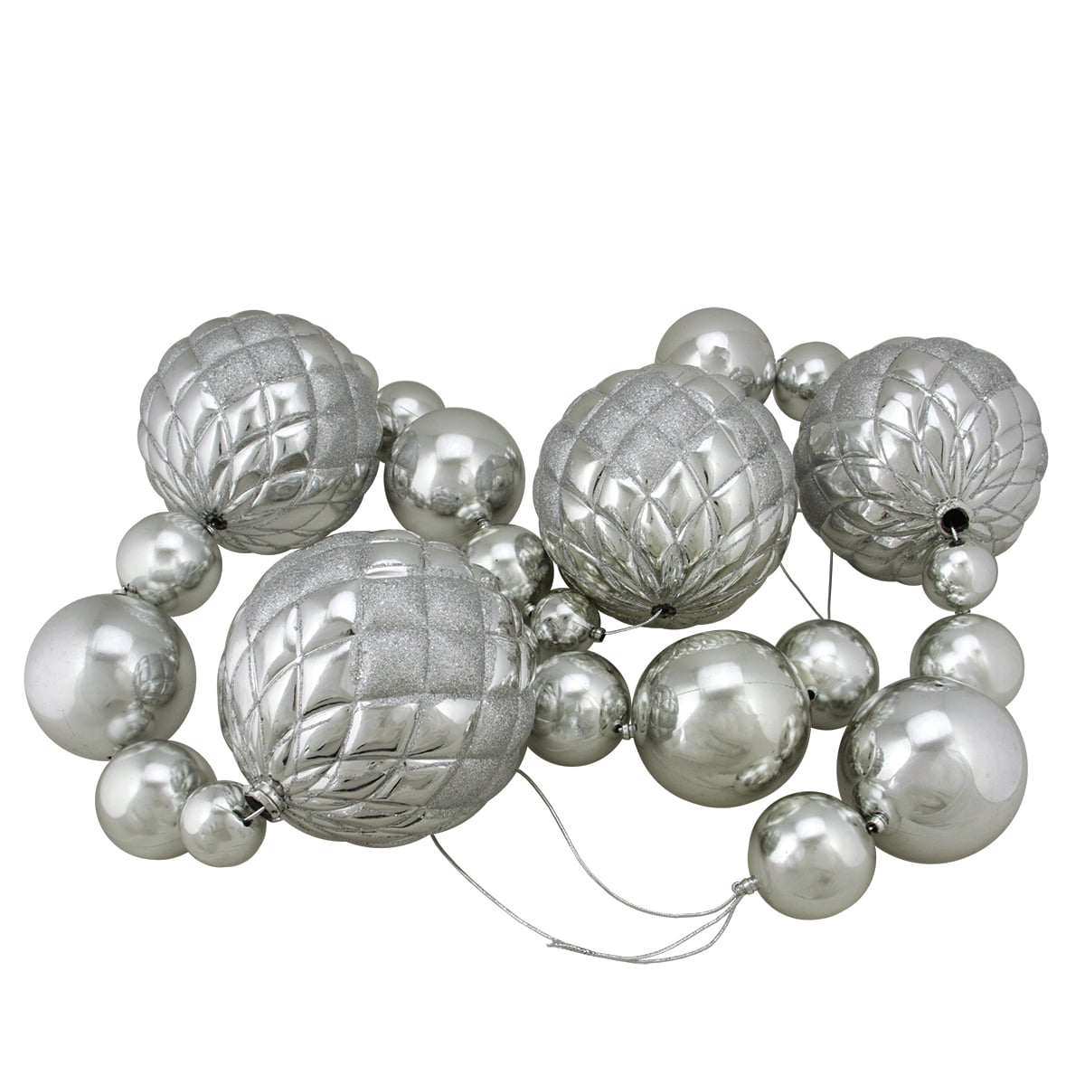northlight 6 shiny silver glittered shatterproof ball christmas garland walmart com walmart com