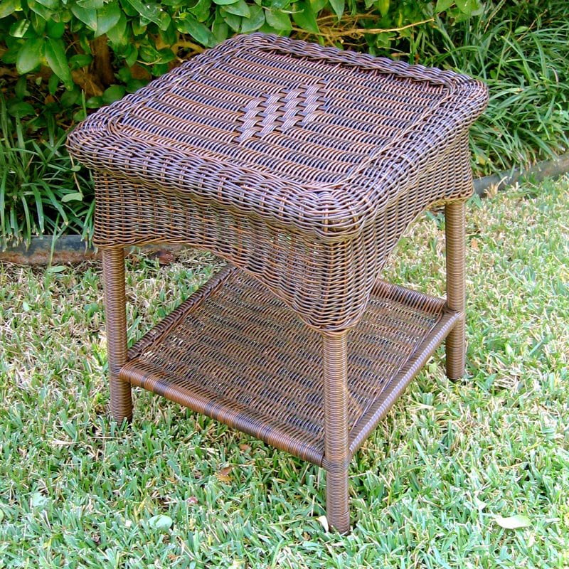 International Caravan Madison Wicker Resin Patio Side Table by Intl. Caravan/Golden Needle