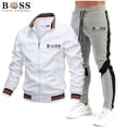 thumbnail image 3 of 2024 Conjuntos de chándal para hombre Conjuntos de sudadera y pantalones de chándal con cremallera y cuello alto Traje deportivo para correr Fitness, 3 of 4