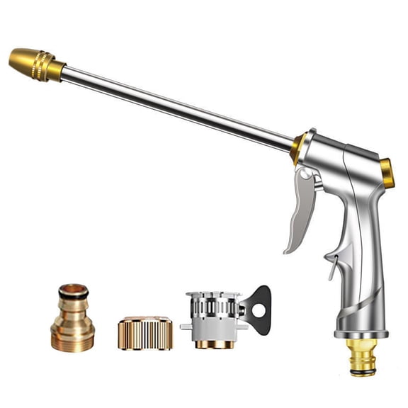 Tuscom All-Metal High Pressure Water Nozzle, 3-in-1 Garden Hose Nozzle with 3 Connectors, Heavy Duty Aluminum Alloy Car Wash Spray Nozzle, Adjustable Water Spray Patterns for Garden Watering