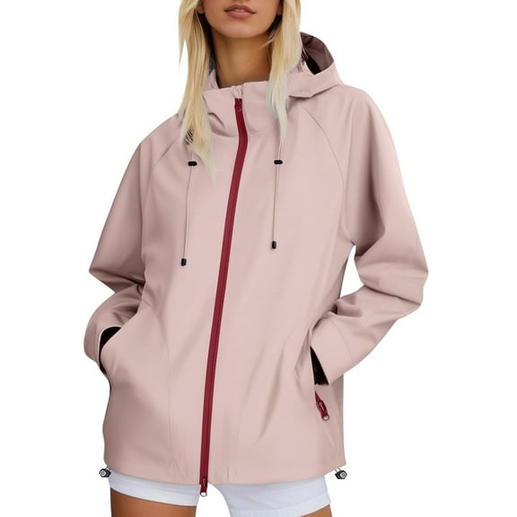 Niaviben Hiking Jacket Women Waterproof Rain Jacket Women Light Fall Jackets for Women Womens Rain Jacket Waterproof Shirts for Women Dressy Casual Womens Rain Coat Womens Jackets Pink 1 3XL