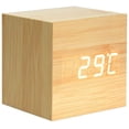 thumbnail image 1 of Reloj despertador digital LED, reloj de cubo de madera, reloj de madera, reloj despertador de madera, reloj digital de cubo con control de sonido para dormitorio, 1 of 5