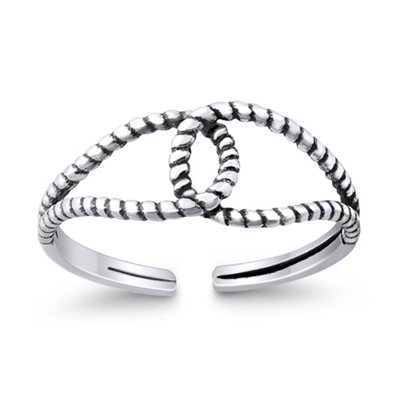 6mm - Knot Toe Band Ring 925 Sterling Silver Thin Adjustable Stylish Rings for Women