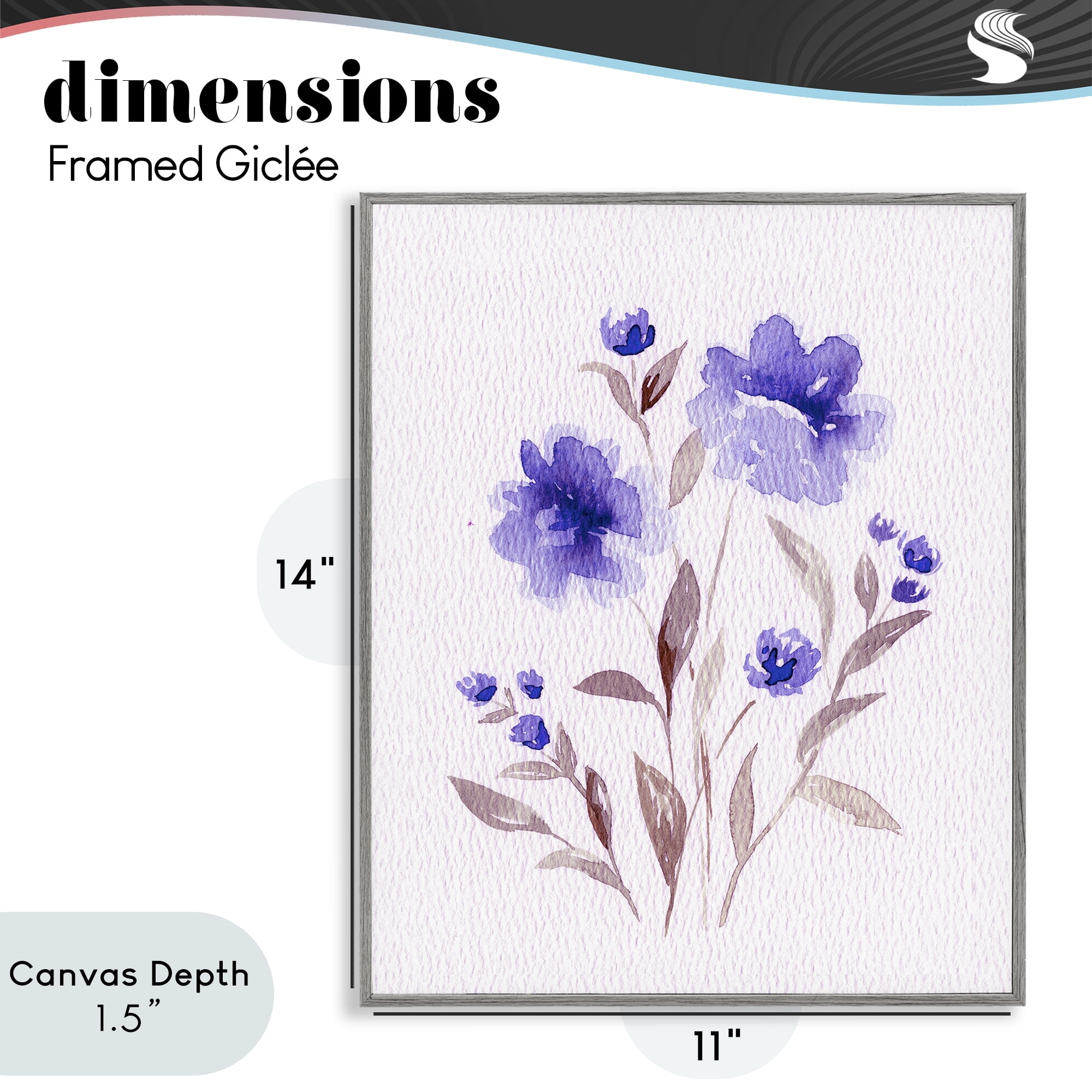 Stupell Industries Blooming Purple Flowers Gray Framed Giclee Art, design by Leah Noel Art