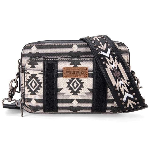 Bandolera Montana West Wrangler Boho Aztec Black para mujer