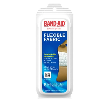 BAND-AID Brand Flexible Fabric Adhesive Bandages, One Size, 8 Count