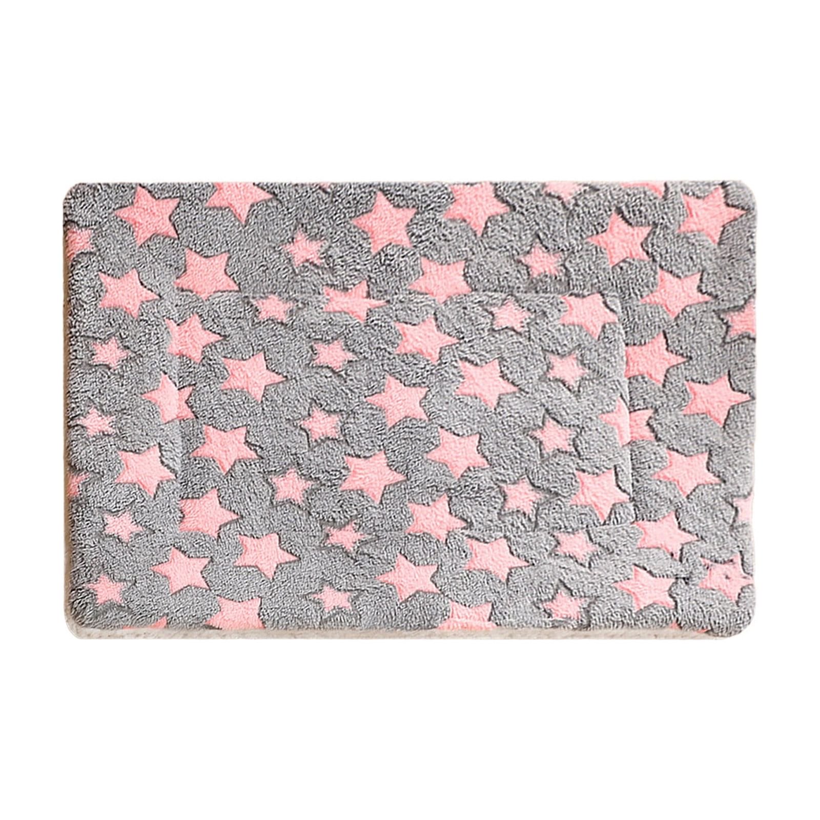 Cat Bed Dog Crate Pad Ultra Soft Pet Bed with Cute Star Print Washable Crate Mat for Small Dogs and Indoor Cats Pink