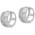 thumbnail image 2 of Solid 14K White Gold Diamond Cut Textured Hoop Earrings - 14.15mm, 2 of 6