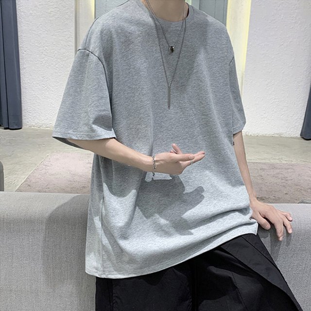 100% algodón cinco media manga hombres mujeres verano camiseta suelta de manga corta Casual camisa básica cuello redondo Color sólido de gran tamaño Tan Jianjun unisex