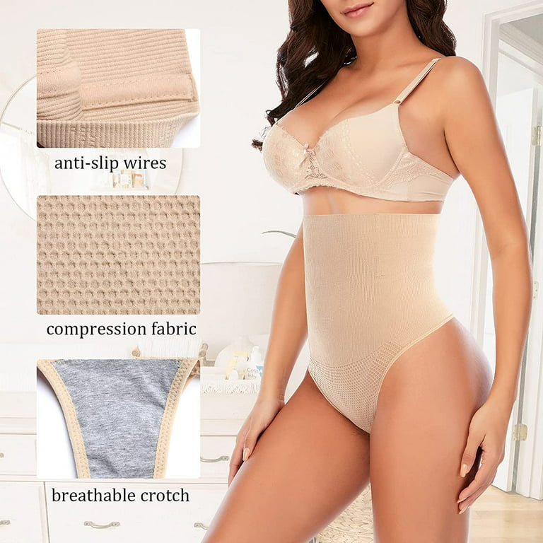 COMFREE Sexy Thong Shapewear for Women Tummy Control High Waisted Thongs  Underwear Seamless Girdle Body Shaper Panty