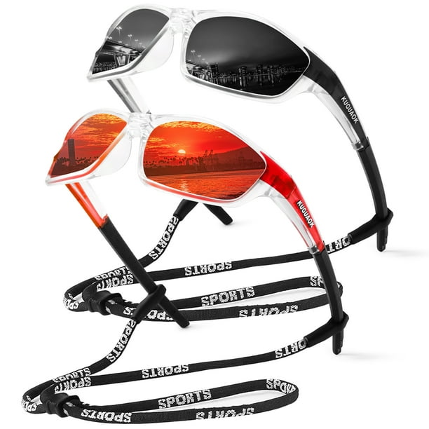 KUGUAOK 2pcs Polarized Sports Sunglasses For Men UV Protection Fashion  Driving Cycling Fishing Sun Glasses