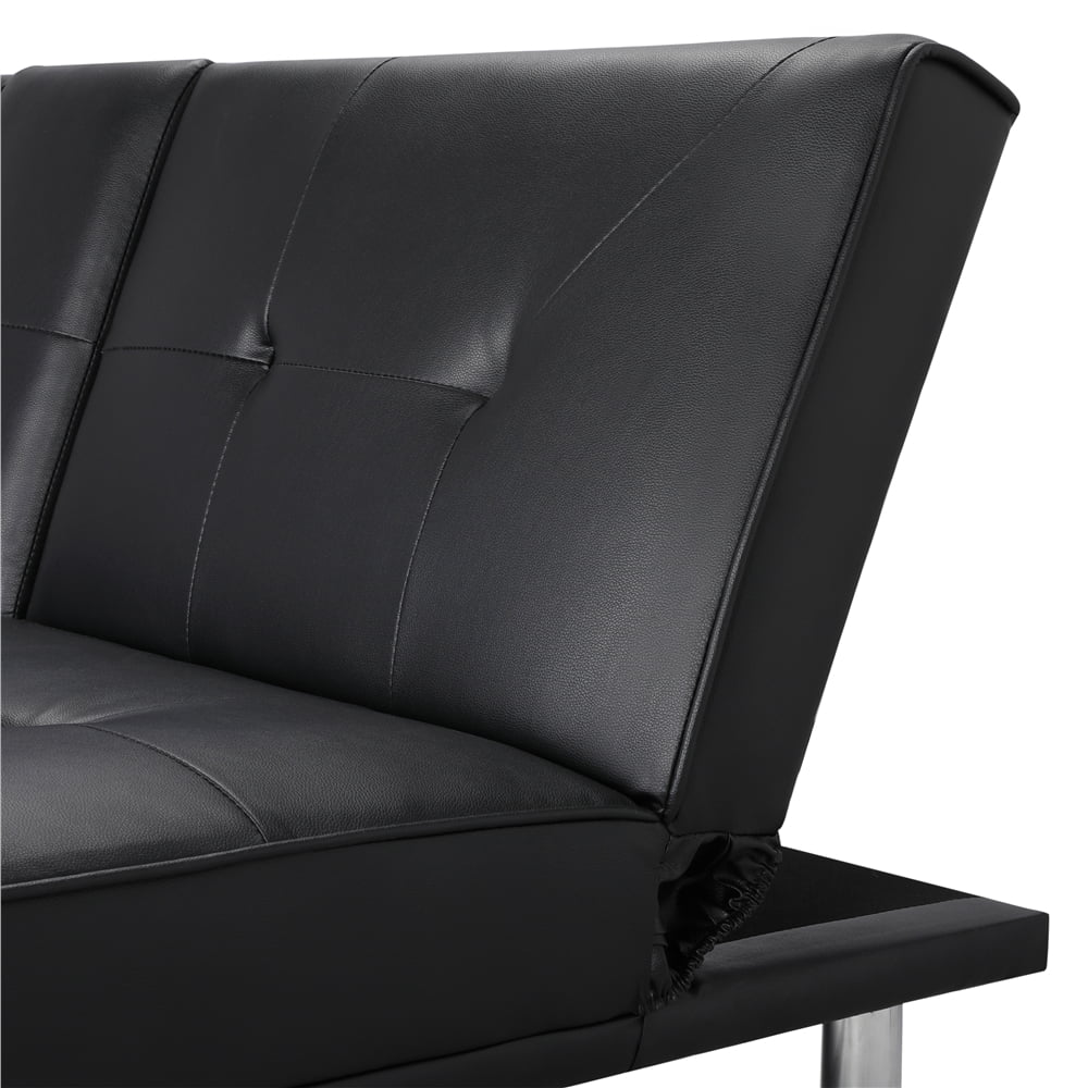 Luxurygoods modern faux leather 2024 futon with cup holders
