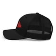 thumbnail image 4 of Clishirt Adult Unisex 3D Puff Embroidered Red Fish Adjustable Black Retro Trucker Cap, 4 of 7