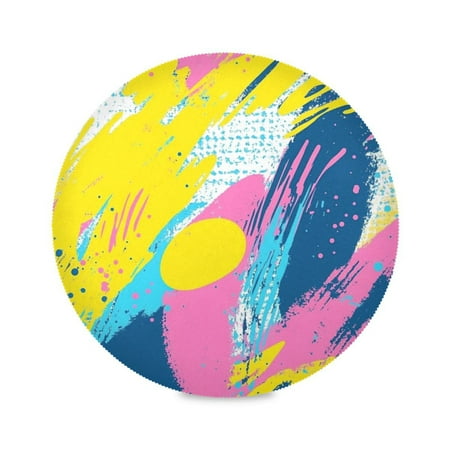 

Round Placemat Set 15.4 Inch Diameter Table Mats Heat-Resistant Decorative for Dining Tables Colorful Brush