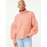 Free Assembly Women's Cowl Neck Sweater with Pleated Shoulders