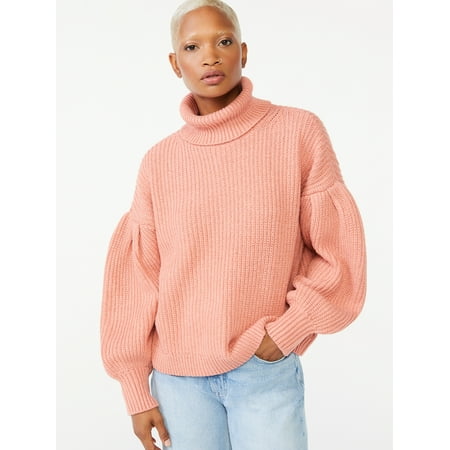 Free Assembly Women's Cowl Neck Sweater with Pleated Shoulders