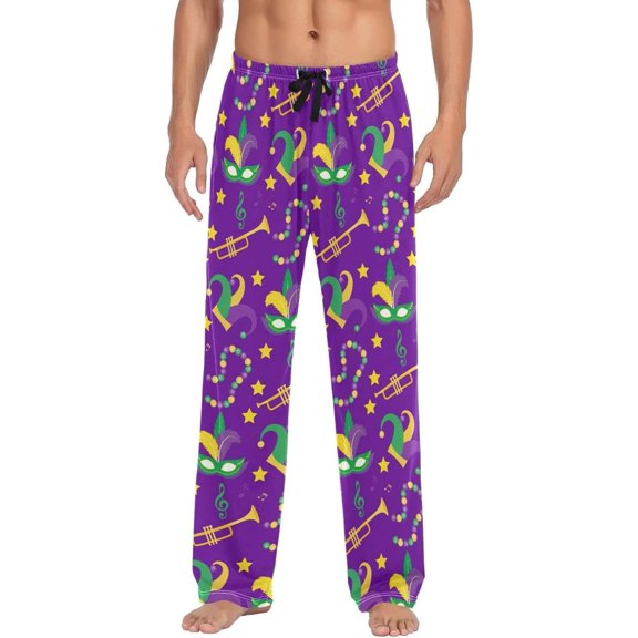 GZHJMY Mardi Gras Pajama Pants for Men, Lounge Pants Lightweight Men Pajama Bottoms with Drawstring Pockets, Christmas New Year Birthday Gifts, Large