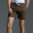 thumbnail image 4 of IYTR Mens Cotton Shorts Straight Shorts With Pocket Summer Solid Color Drawstring Elastic Waist Shorts Casual Outdoor Athletic Shorts Brown XXXL, 4 of 5