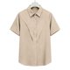 thumbnail image 5 of Camisas de Manga Larga para las Mujeres Suelto Ajuste Solapa Botón de Manga Corta Blusa de Túnica, Suaves Camisas de Manga Larga para las Mujeres Bajo Scrubs Desgaste de Verano Casual, 5 of 7