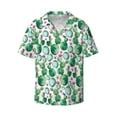 thumbnail image 4 of Uemuo Cactus Plants Pattern Cotton Linen Short Sleeve Shirts,Casual Lightweight Button Down Shirts,Vacation Beach Summer Tops-Small, 4 of 7