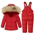 thumbnail image 3 of Winter Warm Outdoor Jackets Coats Boys Girls Fashion Solid Color Down Jackets Keep Thickening Warm Outdoor Coat Jumpsuit Set, 3 of 10