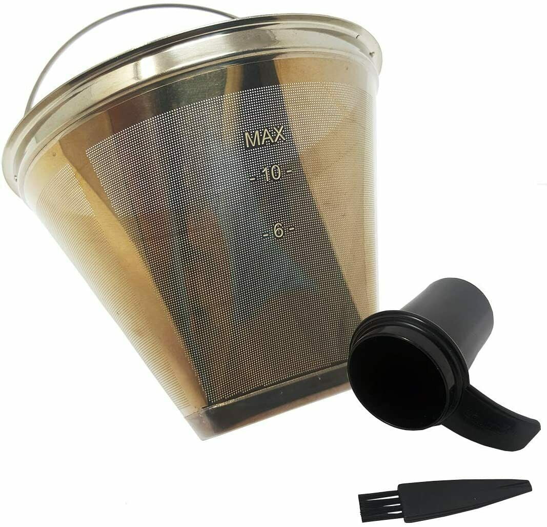 GoldTone Stainless Steel 8-12 Cup #4 Cone Style Coffee Filter, Reusable Permanent Washable Filters - Fits Cuisinart Machines
