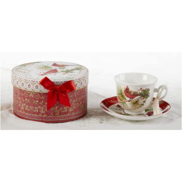 Delton 3.5" Porcelain Cup/Saucer, Cardinal