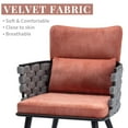 thumbnail image 5 of Dining Chairs Set of 2, Mid-Century Modern Armchairs with Metal Chair, Velvet Upholstered Woven Kitchen Chairs, Comfy Accent Chair Lounge Chair for Dining Room Living Room, Tangerine, 5 of 7