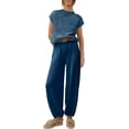thumbnail image 1 of Trajes de dos piezas para mujer Conjuntos de suéteres Jersey de punto Tops y pantalones de talle alto Conjuntos de chándal LoungeAzul marinoMedio esquí esquí Gafas de esquí, 1 of 5