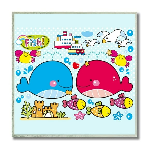 Epic Graffiti  Colorful Fish Kid's Framed Wall Art, 12" x 12" - 12" x 12"