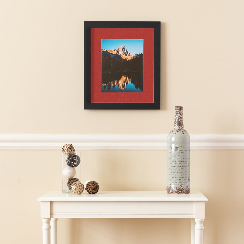 ArtToFrames 16x22 Matted Picture Frame with 12x18 Single Mat Photo Opening Framed in 1.25 Satin Black and 2 Deep Red Mat (FWM-3926-16x22)