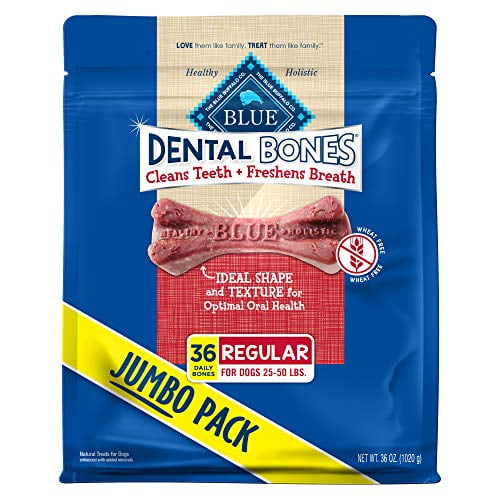 Blue Buffalo Dental Bones Regular Natural Dental Chew Dog Treats, (25