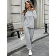 thumbnail image 2 of FIOPHY Women's Cozy 2 Piece Outfits Lounge Sets Long Sleeve Half Zip Sweatshirt Tops Jogger Sweatpants Sweats Track Suits Set,Gray,L, 2 of 5