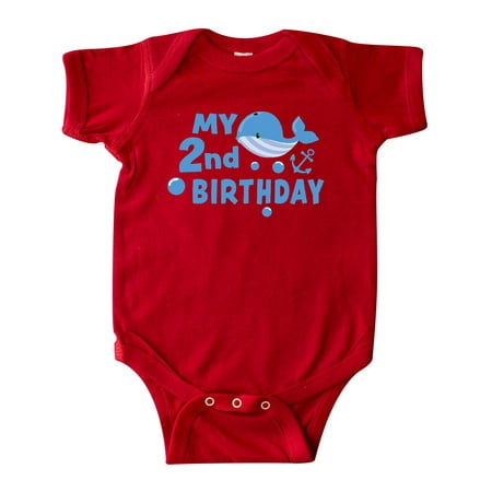

Inktastic Nautical My 2nd Birthday with Blue Whale Gift Baby Boy or Baby Girl Bodysuit